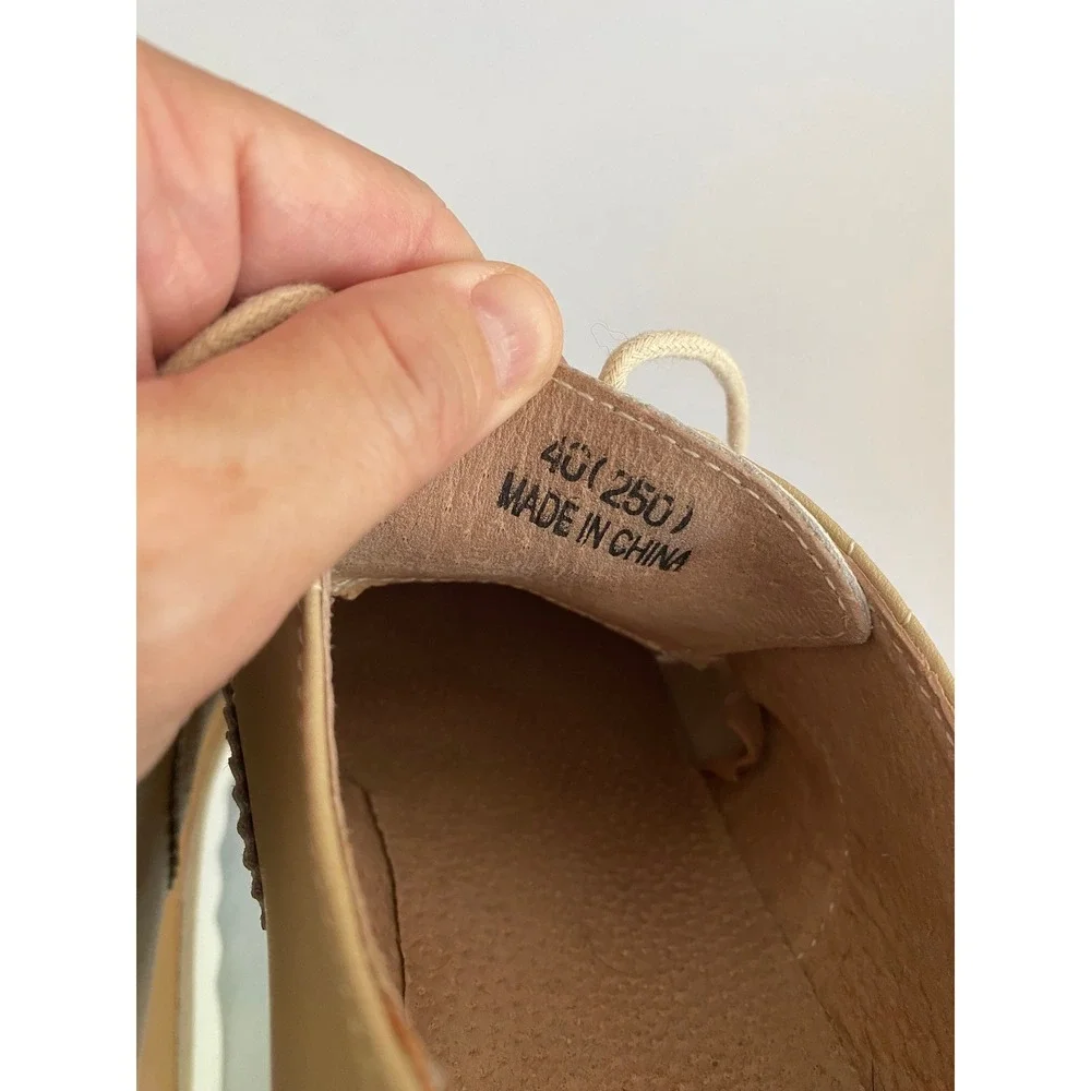 Fashion Beige Platform Brogue Oxfords Kiltie Fringe Wingtip Wedge Shoes‎ Size 9